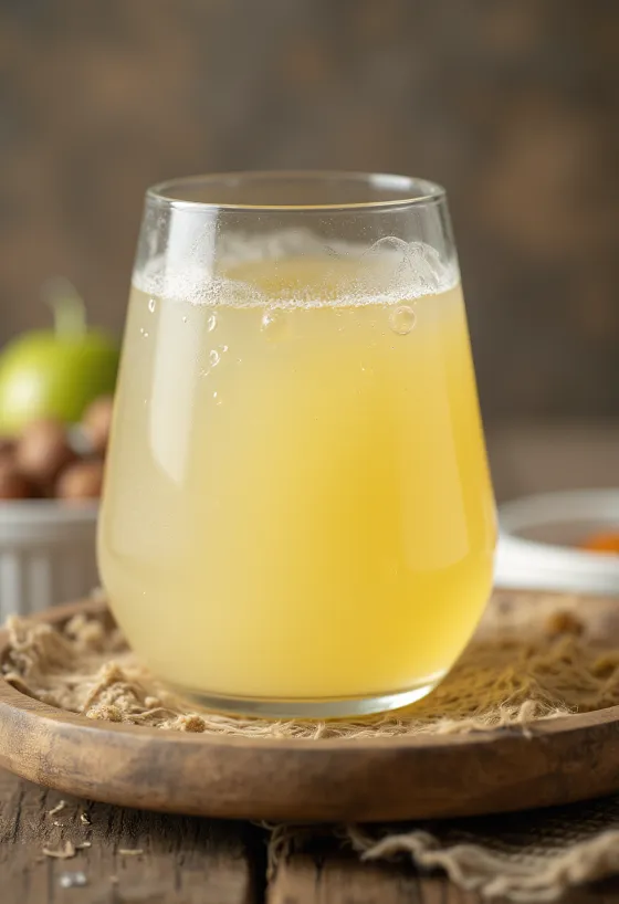 Skleněná miska se sladkou syrovátkou a láhev čerstvé syrovátky na rustikálním povrchu