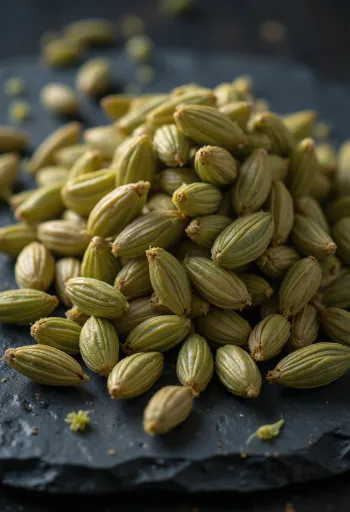 celý fenykl v sušené formě na dřevěném povrchu