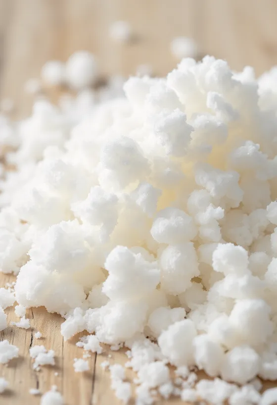 Krystalický bílý erythritol v misce s vařečkou