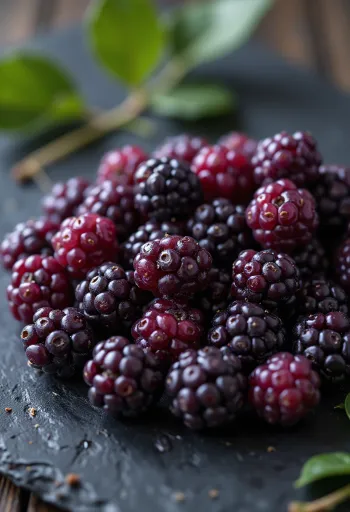 Čerstvé plody moruše různých barev, nakrájené i celé