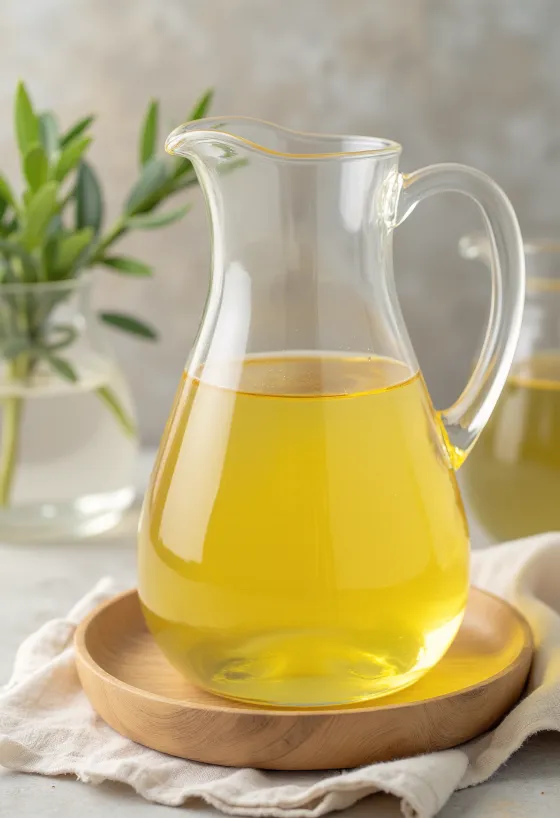 Rafinovaný palmový olej v misce s texturou palmové dřeně