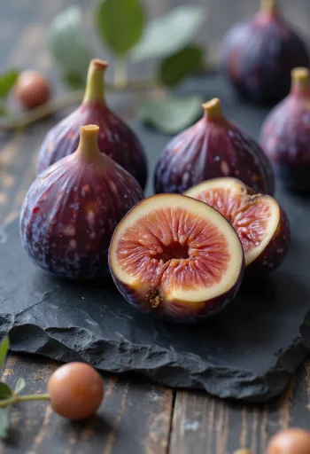 Čerstvé a sušené fíky nakrájené na plátky na rustikálním dřevěném povrchu