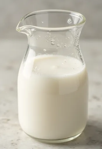 Podmáslí v keramické misce a sklenici na dřevěném povrchu v přirozeném světle