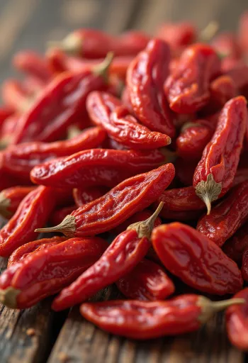 Plody goji v malé sklenici, sytě červená barva, kolem sušené plody goji