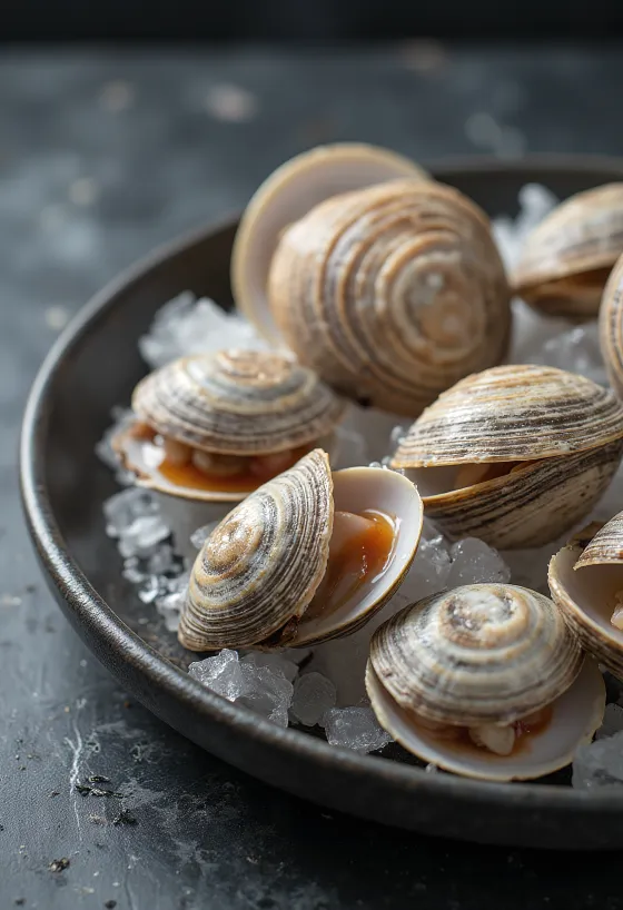 Otevřená mušle Cherrystone připravená ke konzumaci
