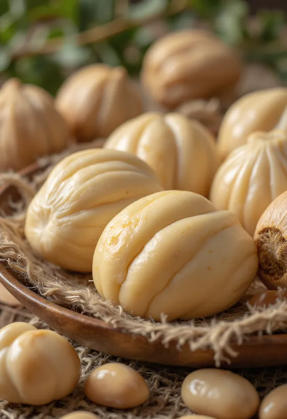 Pili ořechy na dřevěném kuchyňském prkénku