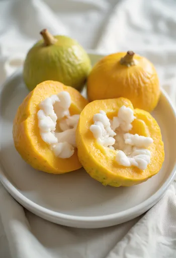 Nakrájené ovoce santol na kuchyňském prkénku