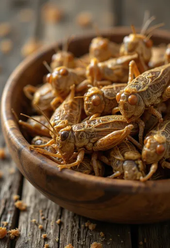 Jemně nakrájené maso sarančat na talíři