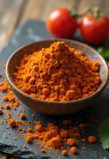 Ovoce a dřeň tamarilla v malé skleničce, v sytých červených a žlutých barvách