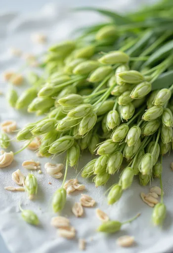 Čerstvé výhonky zeleného ovsa na talíři