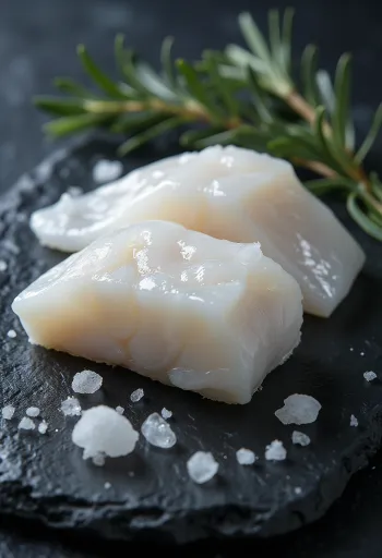 Filet z tresky atlantské na dřevěném prkénku