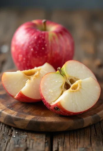 Čerstvá jablka Idared a plátky na prkénku