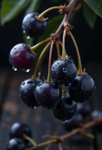 Bobule jeřabin, jasně červená barva a mírně vrásčitý povrch
