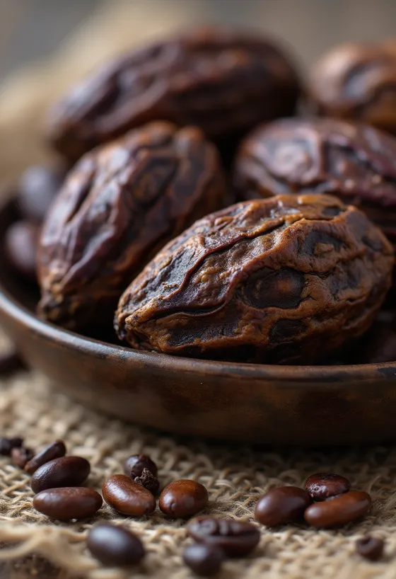 Nepražené, nefermentované kakaové boby a semena v přírodní formě