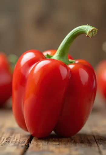 Čerstvé červené, zelené a žluté papriky nakrájené i celé na dřevěném povrchu