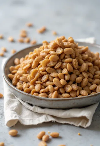 Zrnka pražené pohanky s typickou hnědou barvou