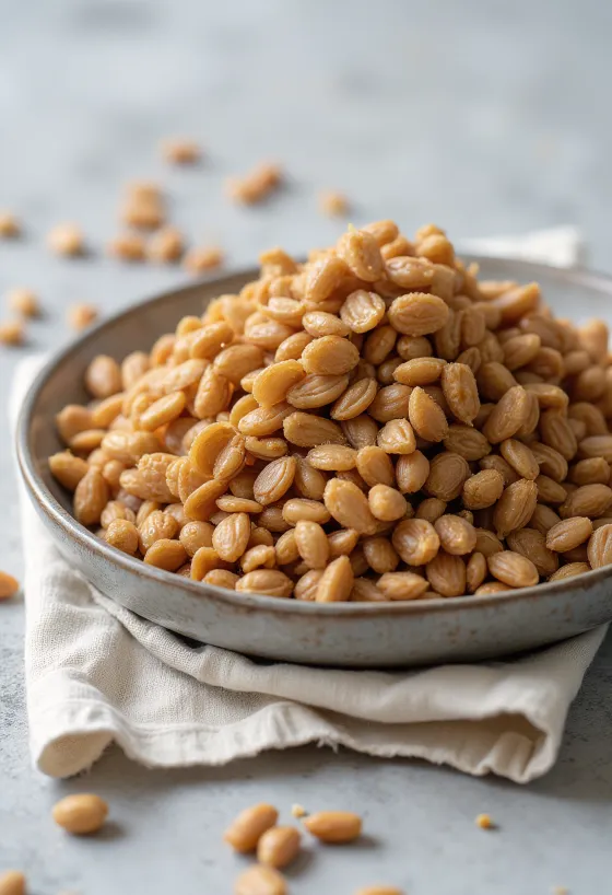 Zrnka pražené pohanky s typickou hnědou barvou