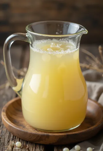 Kyselá syrovátka ve skleněné misce na stole