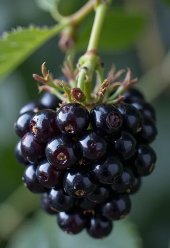 Čerstvé ostružiny v misce a na dřevěném stole s domácí ostružinovou marmeládou