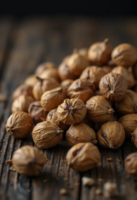 Loupané tygří ořechy (chufa) na bílém pozadí v přírodním stavu