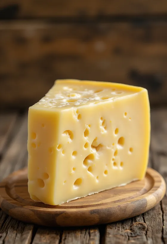 Čerstvý sýr Trappista v bílé keramické misce na dřevěném stole