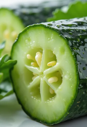 Plátky čerstvé okurky a celé okurky na rustikálním povrchu