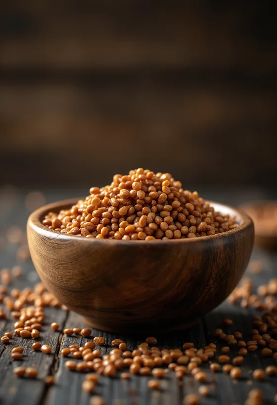 Sušená zrna prstového prosa s detailní texturou a přirozenou barvou