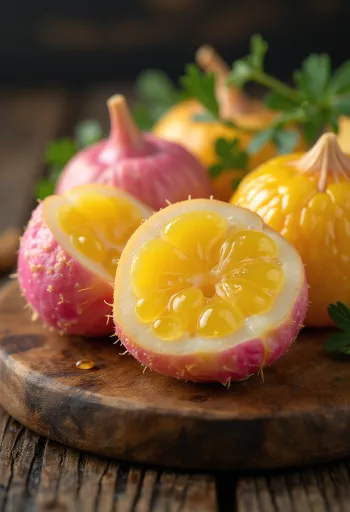 Sušené hlízy ulluco s detailní texturou a přirozenými barvami