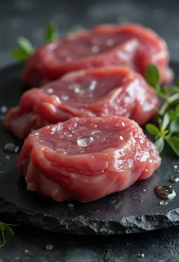 Syrové maso z divoké kachny, vykostěné, s bylinkami na prkénku