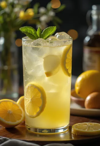Domácí limonáda s čerstvou mátou a plátky citronu
