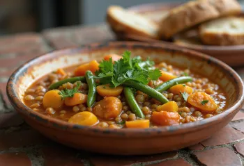 Menestra veganská verze s čerstvou zeleninou a koriandrem