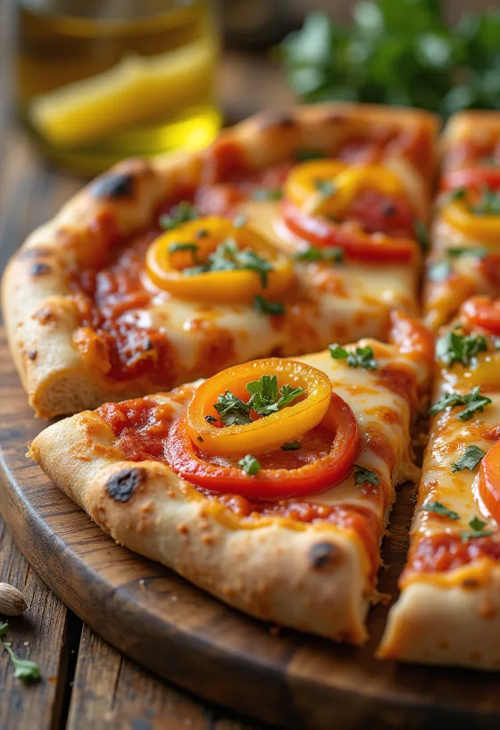 Pizza ai Peperoni s barevnými paprikami a mozzarellou