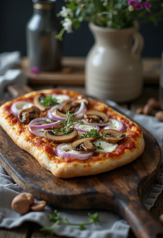Pizza Finlandese se sobím masem, zakysanou smetanou a červenou cibulí