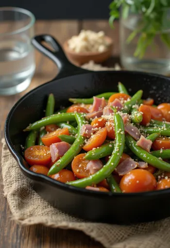 Menestra se zelenými fazolkami a čerstvými bylinkami