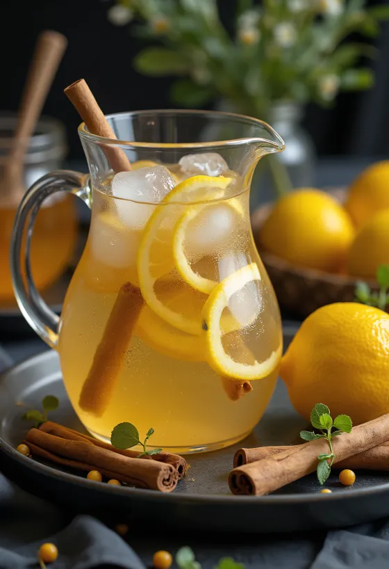 Medovo-citronový cider servírovaný