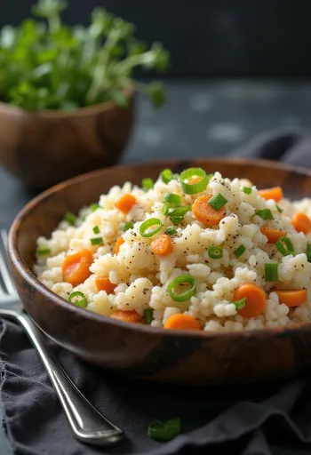 Veganská květáková rýže s mrkví při podávání