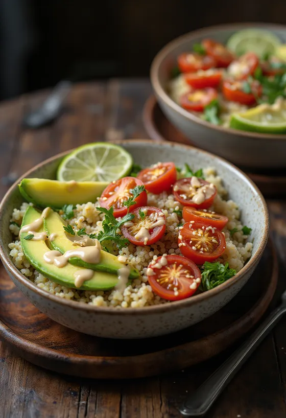 Limetková Buddha bowl s quinoou a tahini