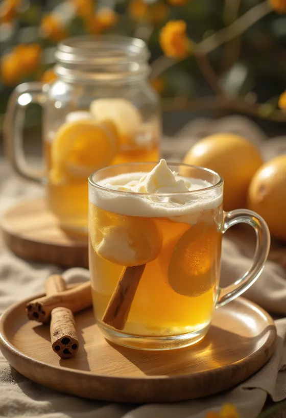Medovo-zázvorový cider servírovaný ve sklenici