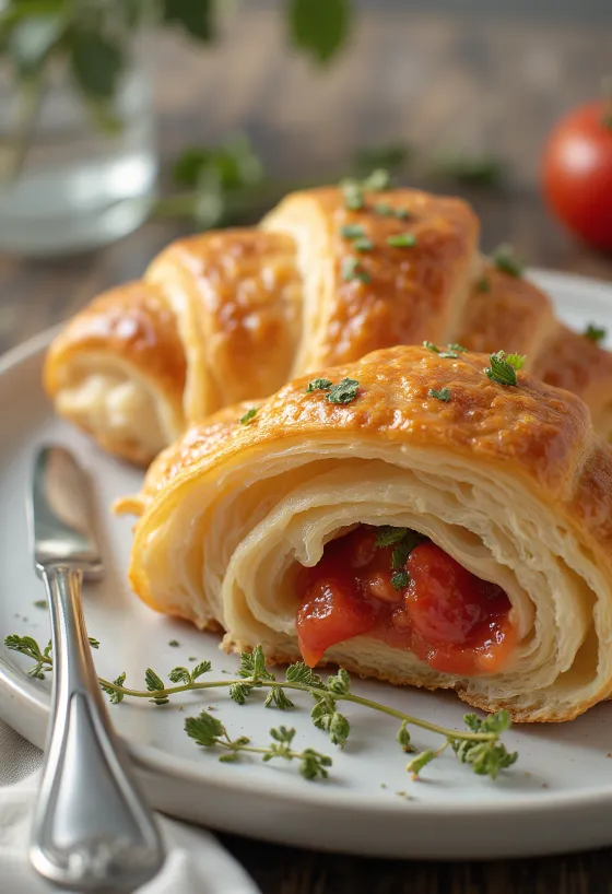 Servírovaný rajčatový croissant