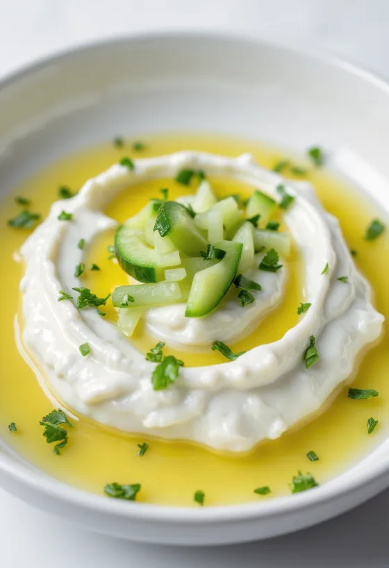Omáčka Tzatziki podávaná s čerstvým pita chlebem
