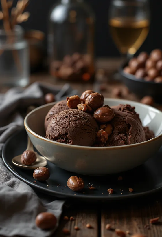 Hazelnut Truffle Ice Cream servírované
