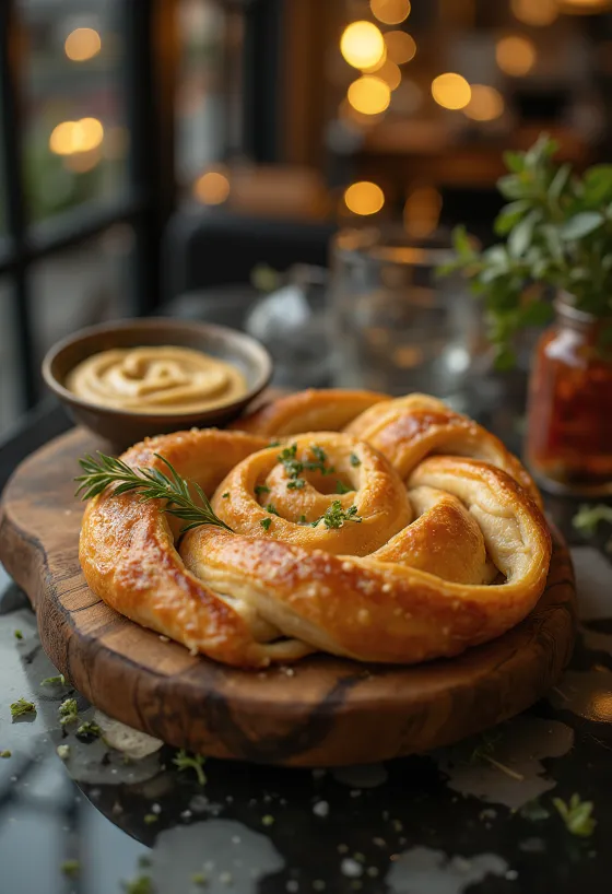Burek s hummusem servírovaný na talíři