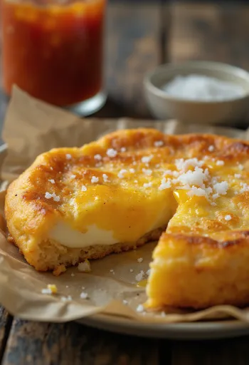 Arepa de Huevo, kukuřičná kapsa plněná vejcem