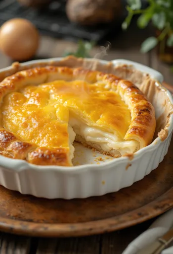 Empadão de palmito podávané se zlatohnědým těstem a náplní z palmových srdíček