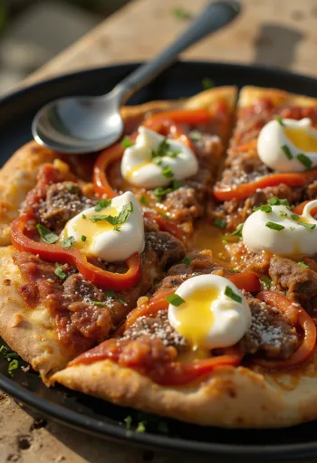 Pizza Iskender naservírovaná