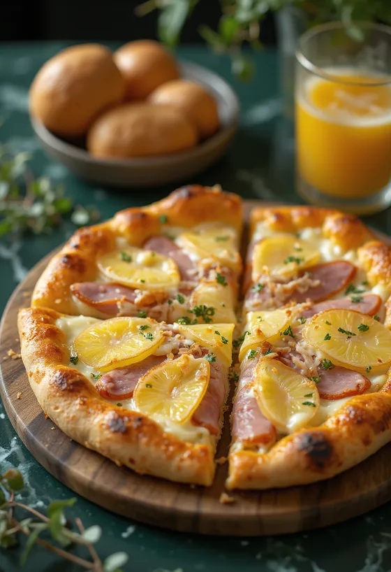 Exotická Havajská pizza posypaná strouhaným kokosem