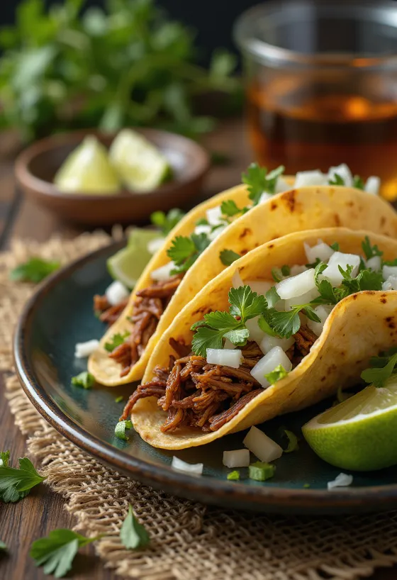 Pulled Beef Taco, křehké hovězí v tortille, se zelným salátem a koriandrem