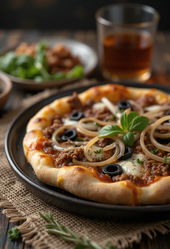 Pizza Libyenne naservírovaná