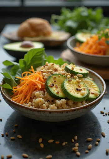 Avokádovo-cuketová Buddha bowl servírovaná