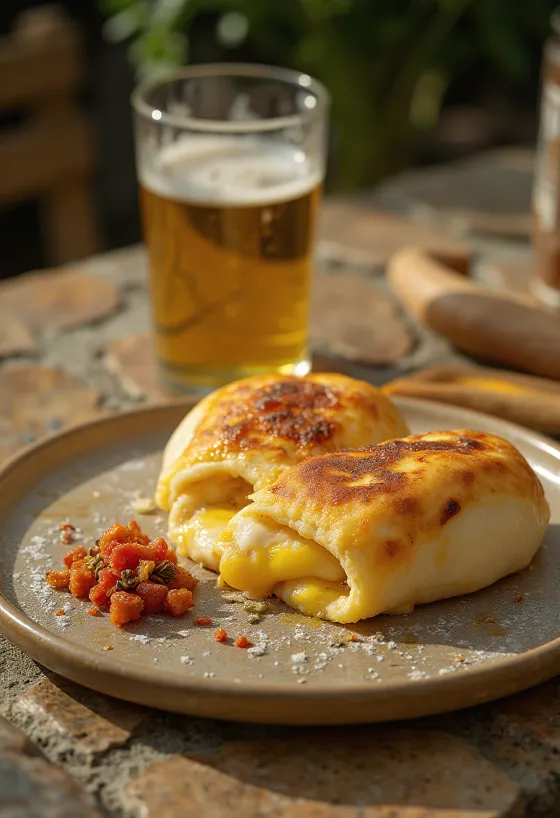 Rozkrojené calzone s lečem